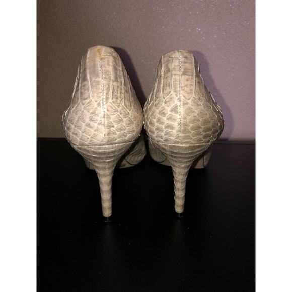 Vince Camuto Kira Wedding Date Nite Animal Print Cream Python Peep Toe Heels 8.5 - Picture 8 of 11